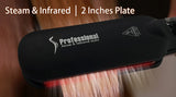 steam and infrared flat iron with 2 inch ceramic plates for smooth styling