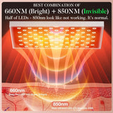 660nm red and 850nm infrared LED wavelengths penetrating skin layers