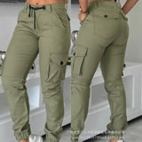 Women Cargo Pant Long Pants Casual Streetwear High Waist Capris Splice Pocket Button Straight Trousers Autumn Spring Y2k Jogger
