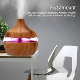 300mL Wood Grain Ultrasonic Humidifier & Essential Oil Diffuser – Quiet, Auto-Off