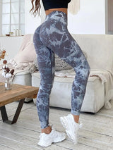 Hip Lifting Seamless Fitness Gym Leggings Tie-Dye Yoga Pants Women's Exercise Tights Tummy Control High Waist Workout Pants
