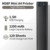 Phomemo M08F A4 Portable Thermal Printer,Supports 8.26"x11.69" A4 Thermal Paper,Wireless Mobile Travel Printers for Car & Office