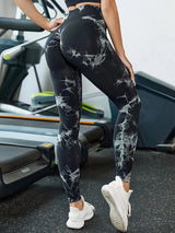 Hip Lifting Seamless Fitness Gym Leggings Tie-Dye Yoga Pants Women's Exercise Tights Tummy Control High Waist Workout Pants
