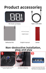 Car Head Up HD Display M2 GPS Speedometer Speed KMH Digital HUD Windshield Projector For All Cars Auto Electronics Accessories