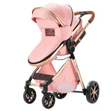 Lightweight Baby Stroller 3 in 1 Newborns Travel System Prams Multifunctional High Landscape Baby 4 IN 1 Strollers with Isofix