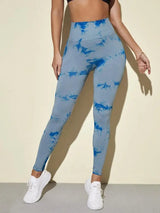 Hip Lifting Seamless Fitness Gym Leggings Tie-Dye Yoga Pants Women's Exercise Tights Tummy Control High Waist Workout Pants