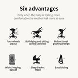 Lightweight Baby Stroller 3 in 1 Newborns Travel System Prams Multifunctional High Landscape Baby 4 IN 1 Strollers with Isofix