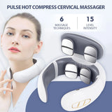 TENS Pulse Back Neck Massage Wireless Smart Sholder Cervical Massager Heating Relief  Pain Muscle Punch Beating Health