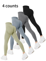 Women's 4-Piece Seamless Fitness Leggings Set - Fit for Gym, Butt Firming, Butt Lifting, High Waisted Fitness Leggings