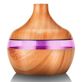 300mL Wood Grain Ultrasonic Humidifier & Essential Oil Diffuser – Quiet, Auto-Off