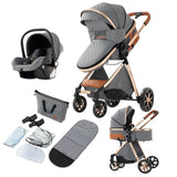Lightweight Baby Stroller 3 in 1 Newborns Travel System Prams Multifunctional High Landscape Baby 4 IN 1 Strollers with Isofix