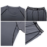 3 Pieces Fitness Suits Athletic Workout Compression Sets for Men Short Sleeve Rash Guard Undershirt Tops Leggings Pants Shorts