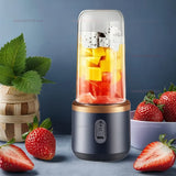Portable Juicer Cup Blender, 6-Blade USB Rechargeable, 450 mL
