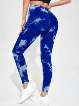 Hip Lifting Seamless Fitness Gym Leggings Tie-Dye Yoga Pants Women's Exercise Tights Tummy Control High Waist Workout Pants