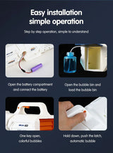 60 Holes Bubble Gun LED Light Electric Automatic Rocket Soap Bubble Machine Toys for Kids Outdoor Wedding Party Children's Gifts