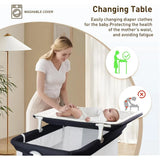 4-in-1 Bedside Bassinet with Wheels & Changing Station – Portable Baby Crib with Mattress and Storage
