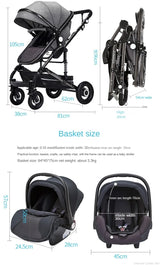 Baby stroller 3 in 1 stroller folding two-sided child four seasons kinderwagen baby carriage  high landscape Newborn Travelling