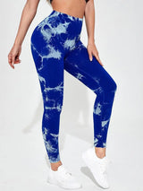 Hip Lifting Seamless Fitness Gym Leggings Tie-Dye Yoga Pants Women's Exercise Tights Tummy Control High Waist Workout Pants