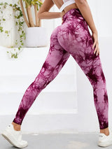 Hip Lifting Seamless Fitness Gym Leggings Tie-Dye Yoga Pants Women's Exercise Tights Tummy Control High Waist Workout Pants
