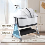 4-in-1 Bedside Bassinet with Wheels & Changing Station – Portable Baby Crib with Mattress and Storage