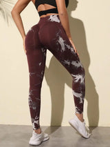 Hip Lifting Seamless Fitness Gym Leggings Tie-Dye Yoga Pants Women's Exercise Tights Tummy Control High Waist Workout Pants