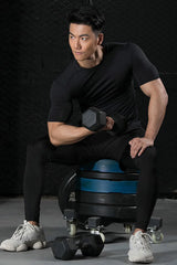 3 Pieces Fitness Suits Athletic Workout Compression Sets for Men Short Sleeve Rash Guard Undershirt Tops Leggings Pants Shorts