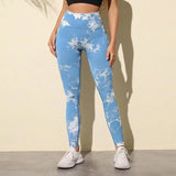 Hip Lifting Seamless Fitness Gym Leggings Tie-Dye Yoga Pants Women's Exercise Tights Tummy Control High Waist Workout Pants