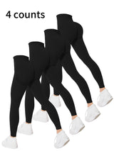 Women's 4-Piece Seamless Fitness Leggings Set - Fit for Gym, Butt Firming, Butt Lifting, High Waisted Fitness Leggings