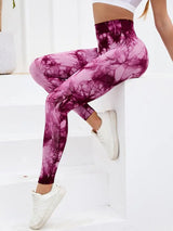 Hip Lifting Seamless Fitness Gym Leggings Tie-Dye Yoga Pants Women's Exercise Tights Tummy Control High Waist Workout Pants