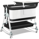 4-in-1 Bedside Bassinet with Wheels & Changing Station – Portable Baby Crib with Mattress and Storage