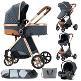 Lightweight Baby Stroller 3 in 1 Newborns Travel System Prams Multifunctional High Landscape Baby 4 IN 1 Strollers with Isofix