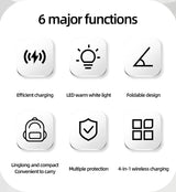 Wireless Charger 4 in 1 QI2 Fast Charging Dock Stand Night Light For Magsafe iPhone 16 15 14 Pro Max Airpods Pro 2-8 Apple Watch