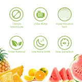 BioloMix Cold Press Juicer,with 130mm Feed Chute,Fit Whole Fruits & Vegetables,High Juice Yield,BPA FREE Slow Masticating Juicer