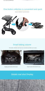 Baby stroller 3 in 1 stroller folding two-sided child four seasons kinderwagen baby carriage  high landscape Newborn Travelling