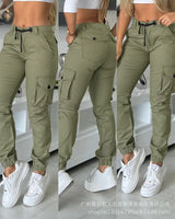 Women Cargo Pant Long Pants Casual Streetwear High Waist Capris Splice Pocket Button Straight Trousers Autumn Spring Y2k Jogger