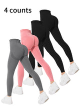 Women's 4-Piece Seamless Fitness Leggings Set - Fit for Gym, Butt Firming, Butt Lifting, High Waisted Fitness Leggings