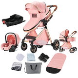 Lightweight Baby Stroller 3 in 1 Newborns Travel System Prams Multifunctional High Landscape Baby 4 IN 1 Strollers with Isofix