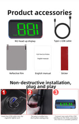 Car Head Up HD Display M2 GPS Speedometer Speed KMH Digital HUD Windshield Projector For All Cars Auto Electronics Accessories