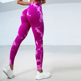Hip Lifting Seamless Fitness Gym Leggings Tie-Dye Yoga Pants Women's Exercise Tights Tummy Control High Waist Workout Pants