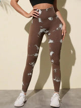 Hip Lifting Seamless Fitness Gym Leggings Tie-Dye Yoga Pants Women's Exercise Tights Tummy Control High Waist Workout Pants