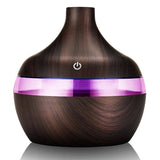 300mL Wood Grain Ultrasonic Humidifier & Essential Oil Diffuser – Quiet, Auto-Off