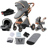 Lightweight Baby Stroller 3 in 1 Newborns Travel System Prams Multifunctional High Landscape Baby 4 IN 1 Strollers with Isofix