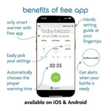 Baby bottle warmer app on smartphone with free iOS & Android support, auto warming time and alerts