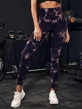 Hip Lifting Seamless Fitness Gym Leggings Tie-Dye Yoga Pants Women's Exercise Tights Tummy Control High Waist Workout Pants