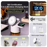 Wireless Charger 4 in 1 QI2 Fast Charging Dock Stand Night Light For Magsafe iPhone 16 15 14 Pro Max Airpods Pro 2-8 Apple Watch