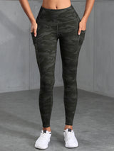 Women Camouflage Print High Waisted Sports Pocket Suitable For Running, Fitness, Yoga, Outdoor Adventure, Squat-Proof Leggings