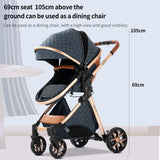 Lightweight Baby Stroller 3 in 1 Newborns Travel System Prams Multifunctional High Landscape Baby 4 IN 1 Strollers with Isofix