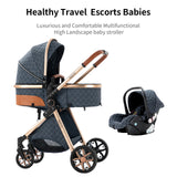 Lightweight Baby Stroller 3 in 1 Newborns Travel System Prams Multifunctional High Landscape Baby 4 IN 1 Strollers with Isofix