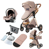 Lightweight Baby Stroller 3 in 1 Newborns Travel System Prams Multifunctional High Landscape Baby 4 IN 1 Strollers with Isofix