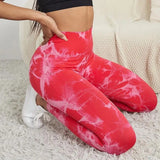 Hip Lifting Seamless Fitness Gym Leggings Tie-Dye Yoga Pants Women's Exercise Tights Tummy Control High Waist Workout Pants